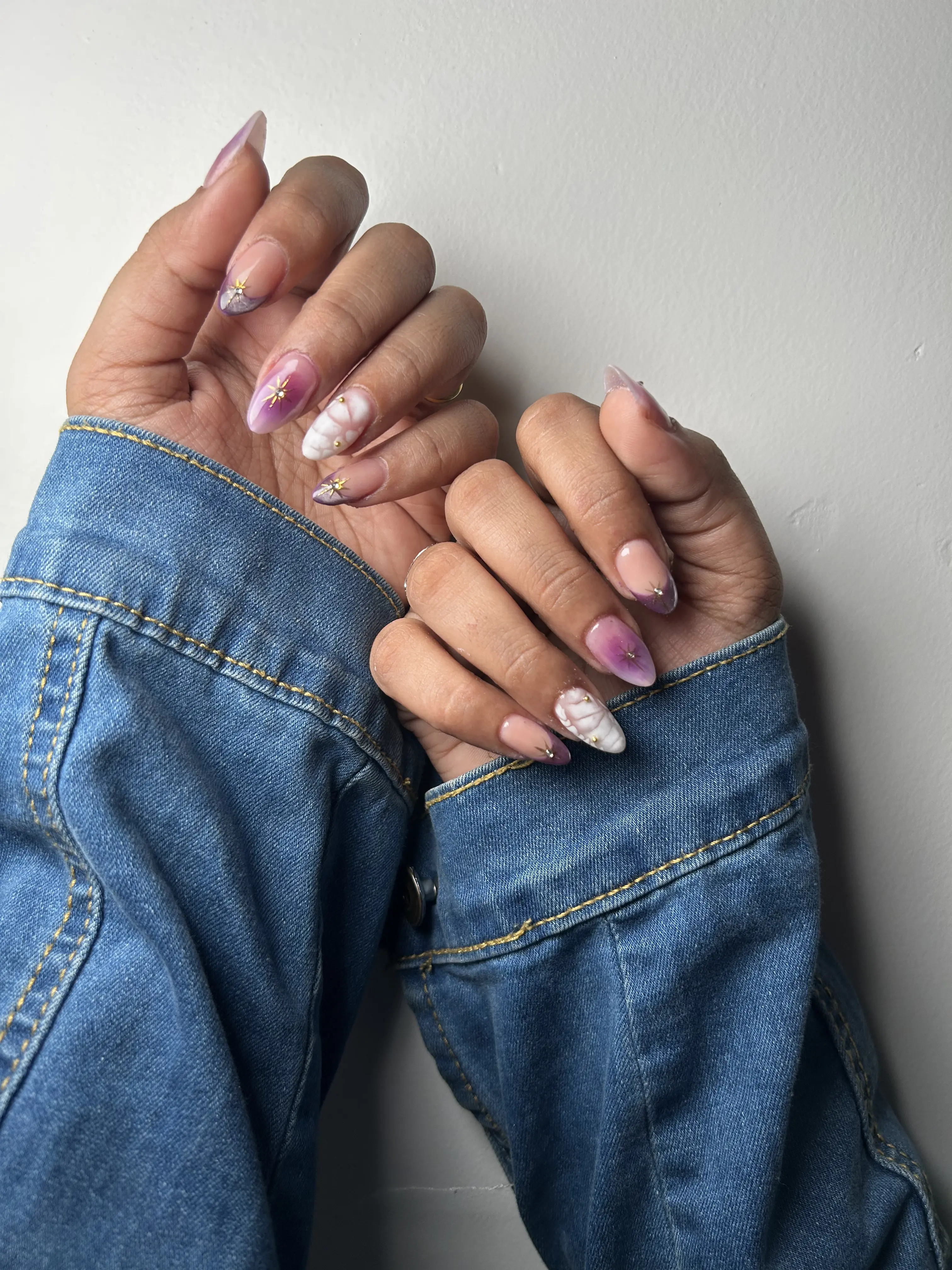Polygel Extension - Suspended Gold Foil