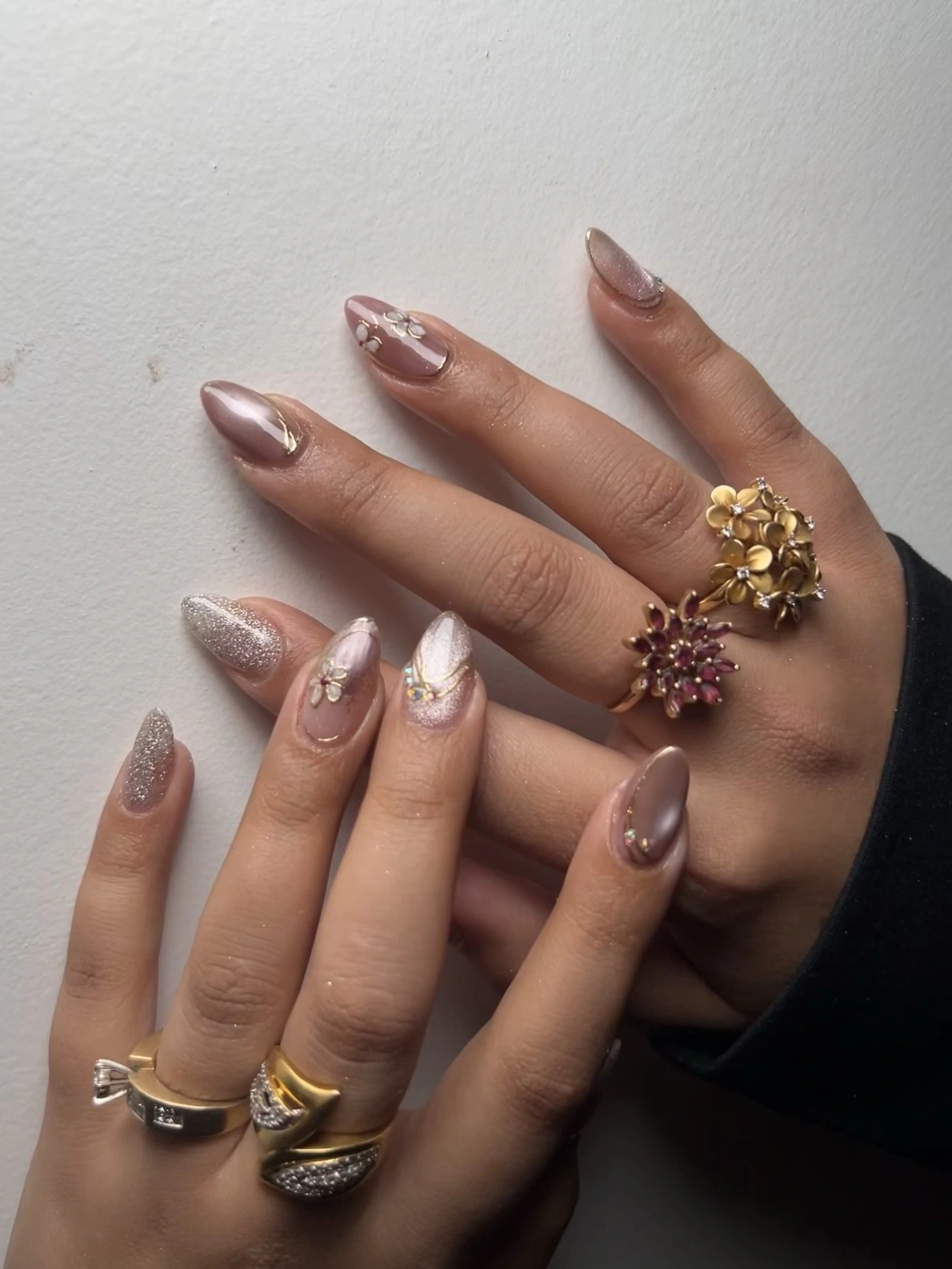 Nail Sculpting - Nude With Marble Inlay